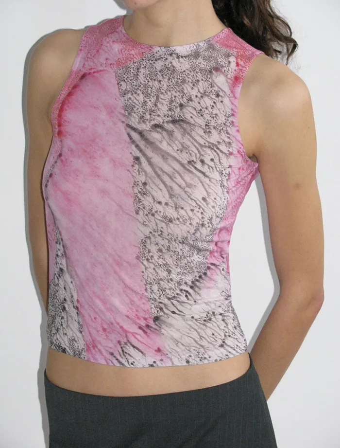 Paloma Wool CISKOFine Delicate Sheer Sleeveless Top With Bow Digital Print Women Tops