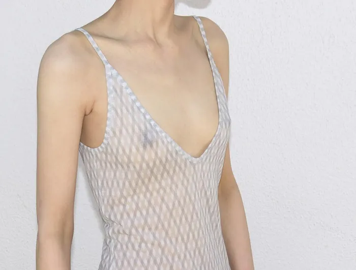Paloma Wool COLMADOGrey Delicate Slightly Sheer Mini Dress With A Diamond Print Women Dresses