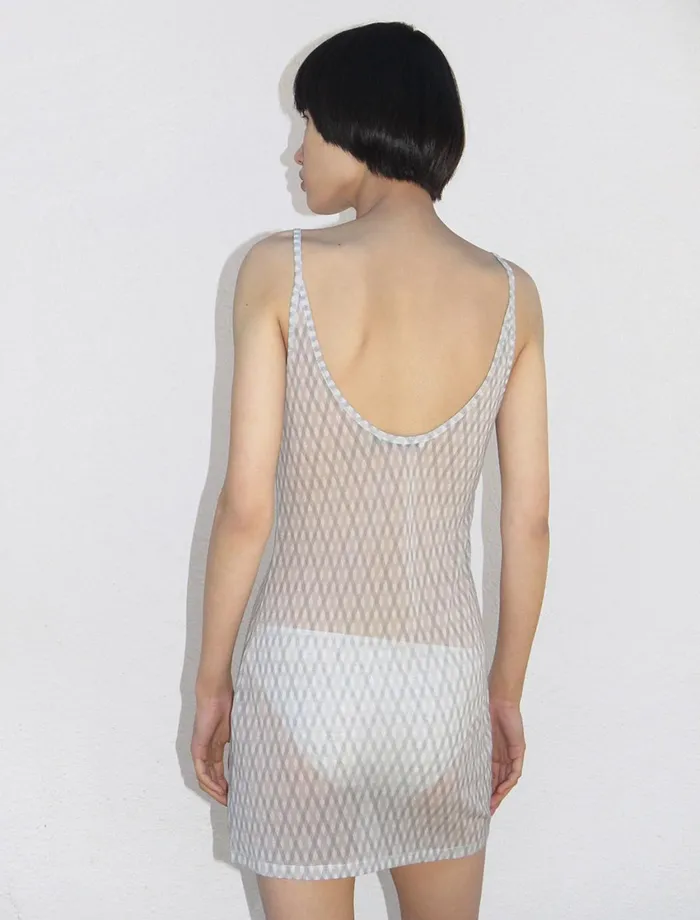 Paloma Wool COLMADOGrey Delicate Slightly Sheer Mini Dress With A Diamond Print Women Dresses