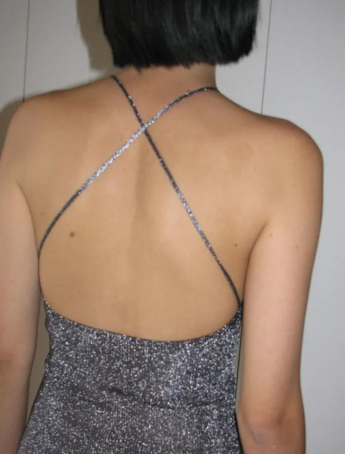 Paloma Wool CONANDark Silver Metallic Knitted Top With Crossed Straps On The Back Women Tops Paloma Wool CONANDark Silver Metallic Knitted Top With Crossed Straps On The Back Women Tops