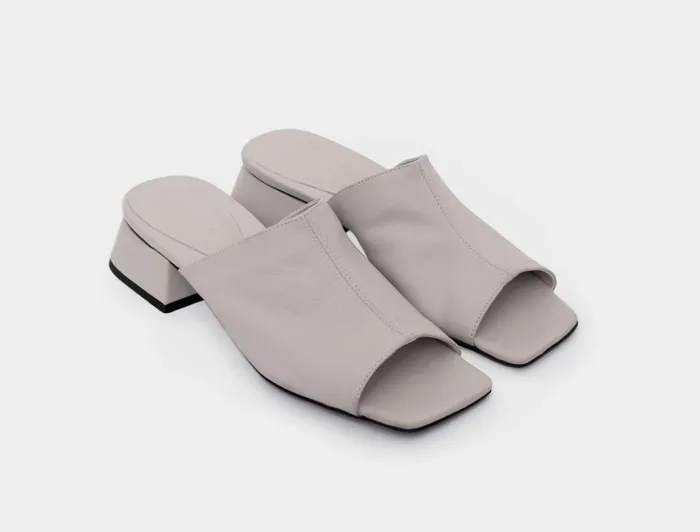 Paloma Wool CONSTANTINELight Grey Wide Strap Leather Sandal With 3cm Heel Women Shoes