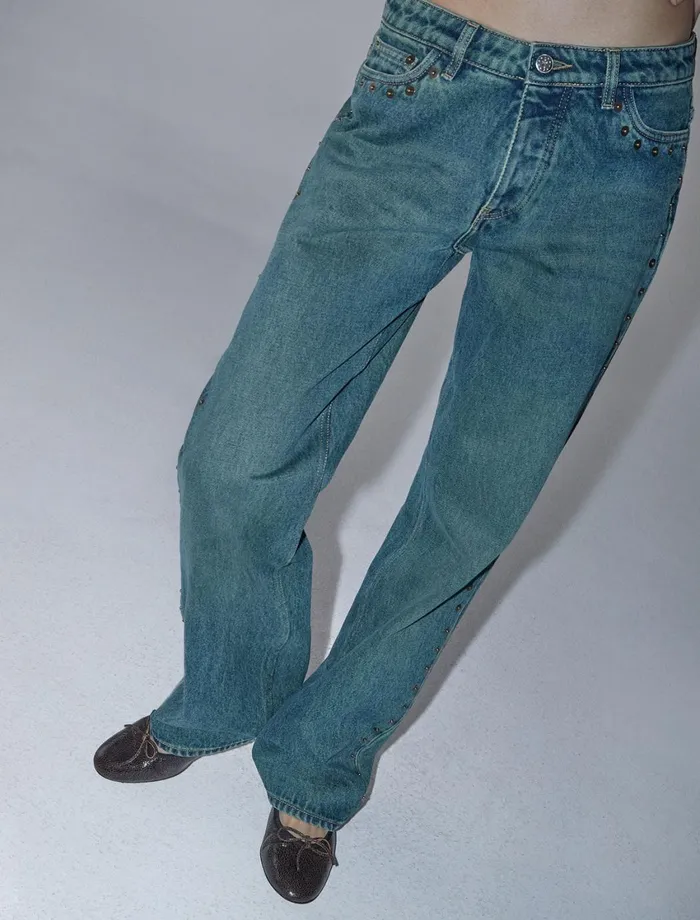 Paloma Wool CROWDLowwaisted Denim Pants With Side Metal Detail Down The Seams Women Bottoms