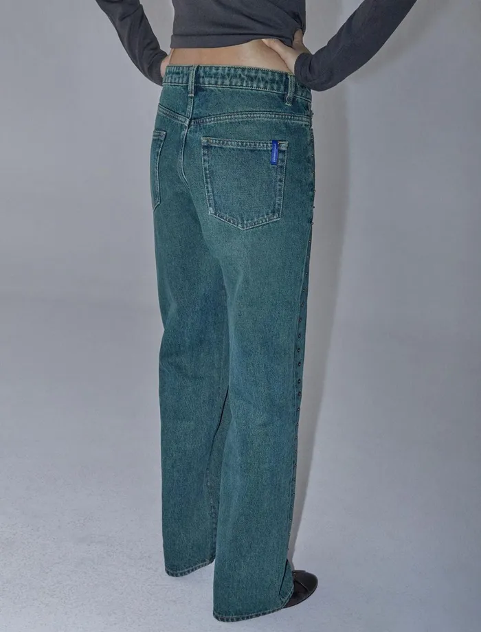 Paloma Wool CROWDLowwaisted Denim Pants With Side Metal Detail Down The Seams Women Bottoms