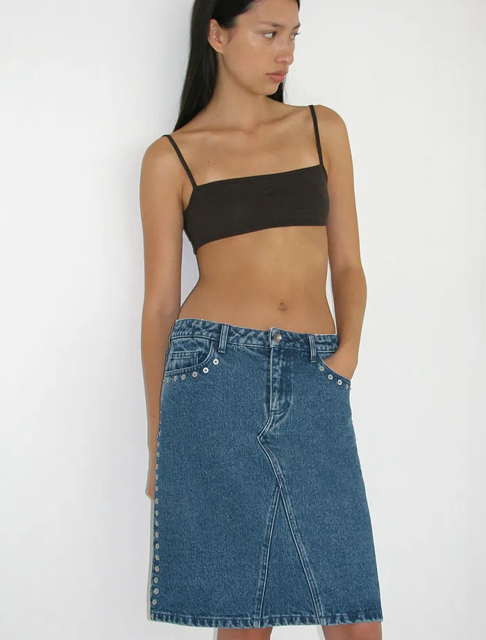 Paloma Wool CROWD SKIRTLowwaist Denim Skirt With Side Metal Detail Women Bottoms