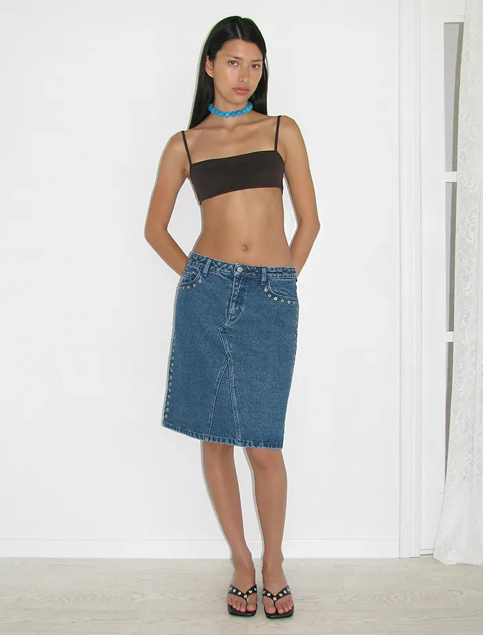 Paloma Wool CROWD SKIRTLowwaist Denim Skirt With Side Metal Detail Women Bottoms