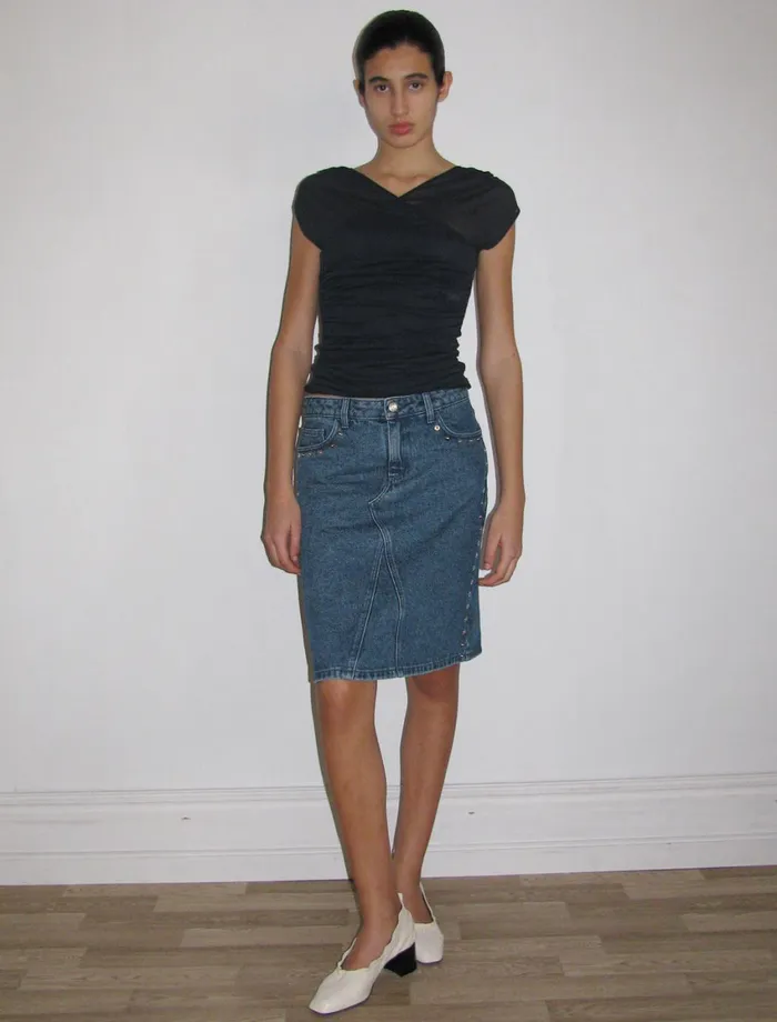 Paloma Wool CROWD SKIRTLowwaist Denim Skirt With Side Metal Detail Women Bottoms