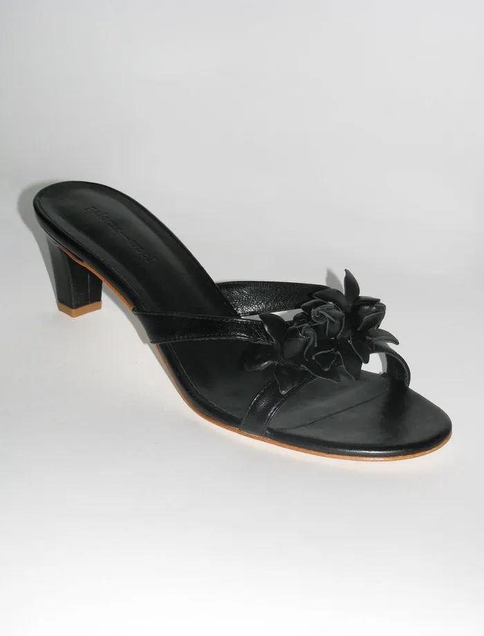 Paloma Wool DAHLIABlack Leather Strappy Sandals With Flower Detail Women Shoes