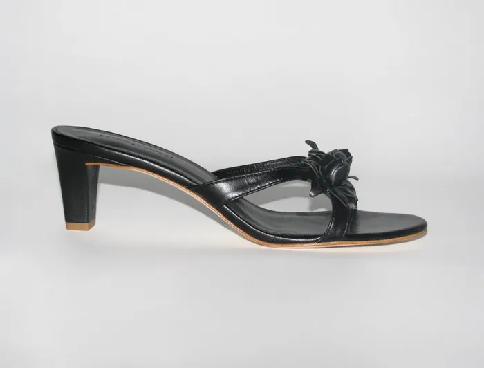 Paloma Wool DAHLIABlack Leather Strappy Sandals With Flower Detail Women Shoes