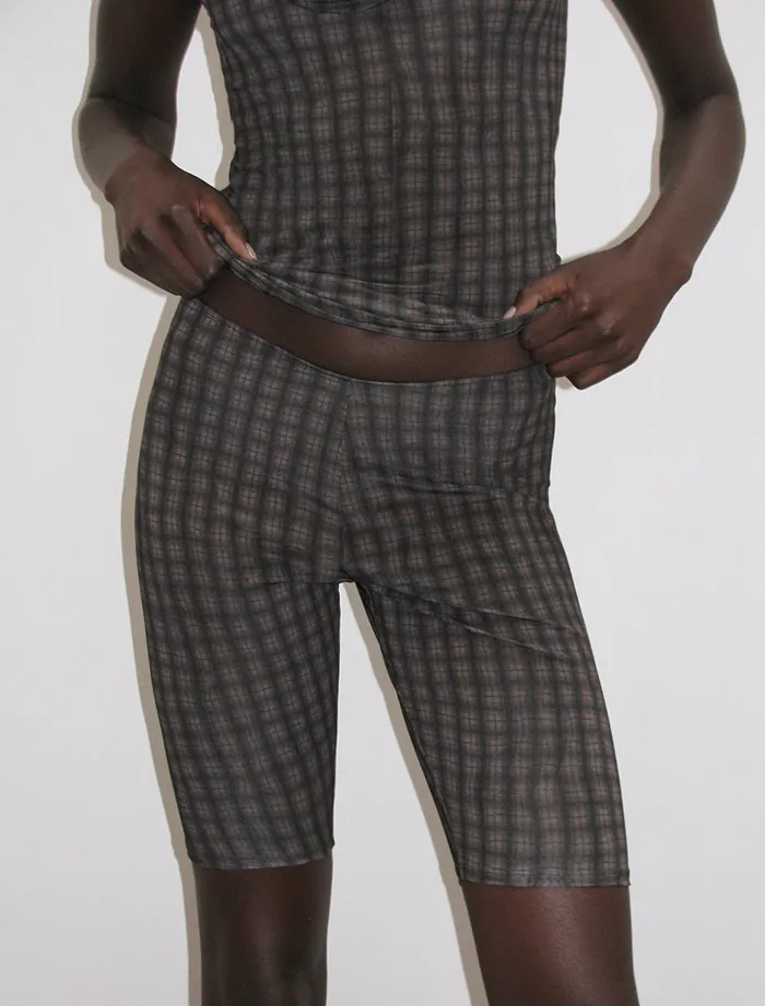Paloma Wool DECKSlightly Transparent Checkered Cycling Pants Women Bottoms