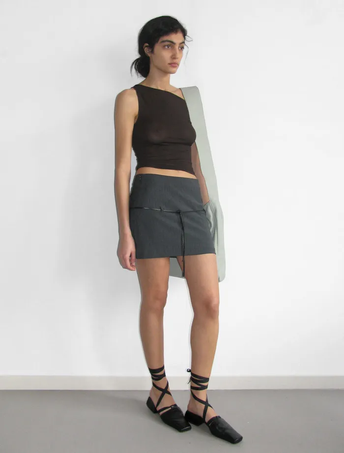 Paloma Wool DOMINICABrown Slightly Transparent Sleeveless Asymmetric Top Women Tops