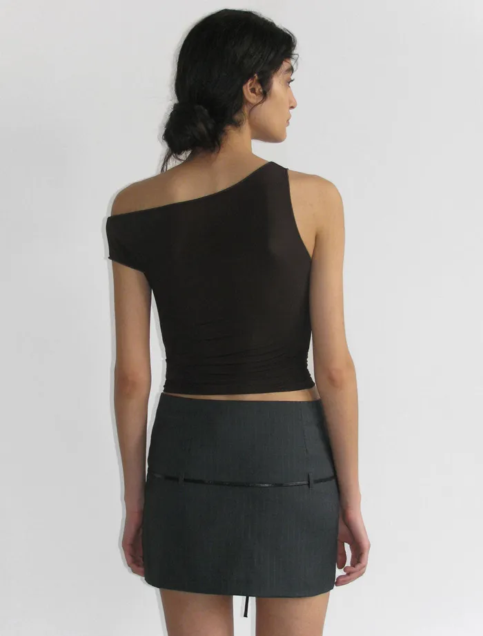 Paloma Wool DOMINICABrown Slightly Transparent Sleeveless Asymmetric Top Women Tops