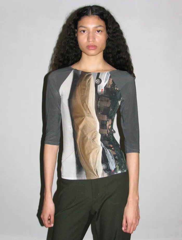Paloma Wool FELICE34 Sleeve Reversible Top With Digital Car Print Women Tops