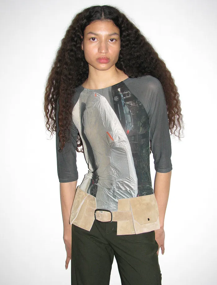 Paloma Wool FELICE34 Sleeve Reversible Top With Digital Car Print Women Tops