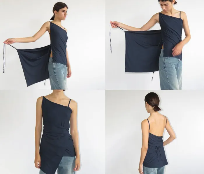 Paloma Wool FISoft Comfortable Wrap Top With Ribbonstyle Straps Women Tops