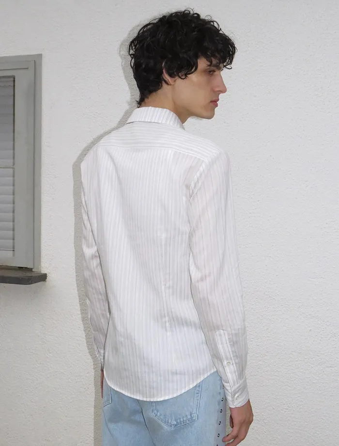Paloma Wool FINITADelicate Classic Men039s Striped Shirt With Silk Pwman 8211 US