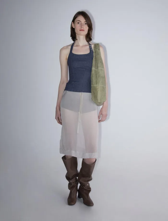 Paloma Wool GALIENADenim Effect Halter Top With Adjustable Buckle On The Strap Women Tops