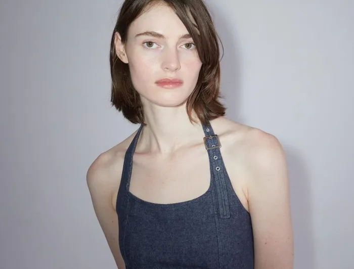 Paloma Wool GALIENADenim Effect Halter Top With Adjustable Buckle On The Strap Women Tops