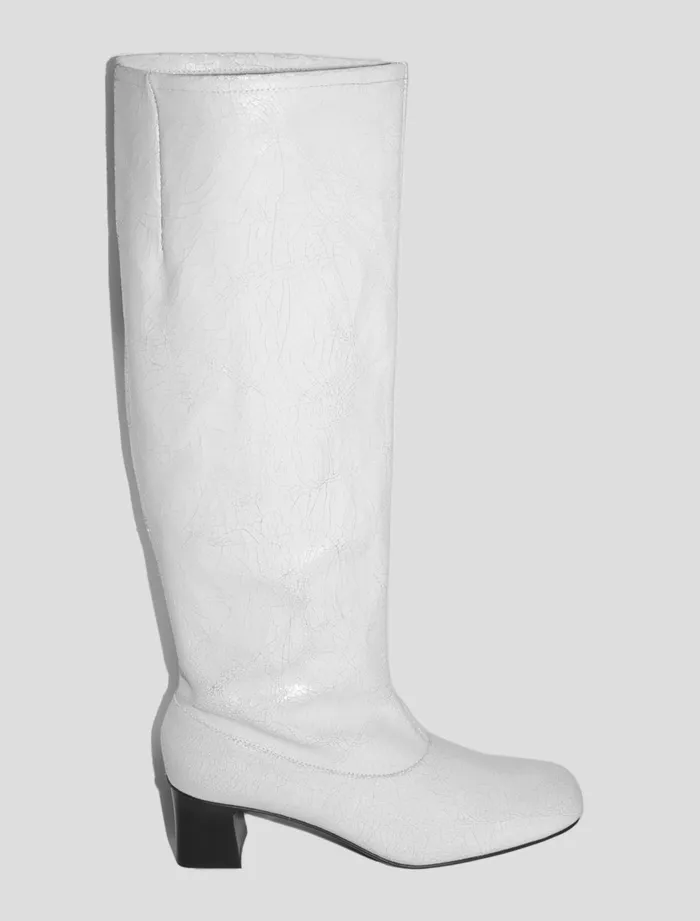 Paloma Wool JOLINEWhite Straightleg Leather Boot With 4 Cm Heel Women Shoes