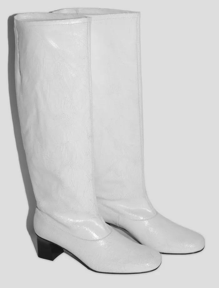 Paloma Wool JOLINEWhite Straightleg Leather Boot With 4 Cm Heel Women Shoes