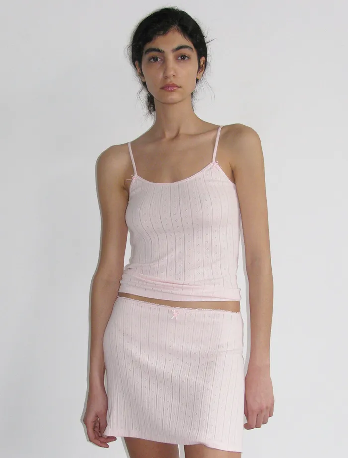 Paloma Wool KAMASHIStrappy Top With Tiny Bows On Straps And PW Embroidery Women Tops Paloma Wool KAMASHIStrappy Top With Tiny Bows On Straps And PW Embroidery Women Tops