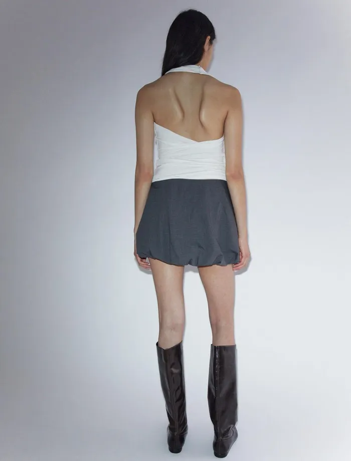 Paloma Wool LIVLow Waist Puffed Checkered Mini Skirt Women Bottoms