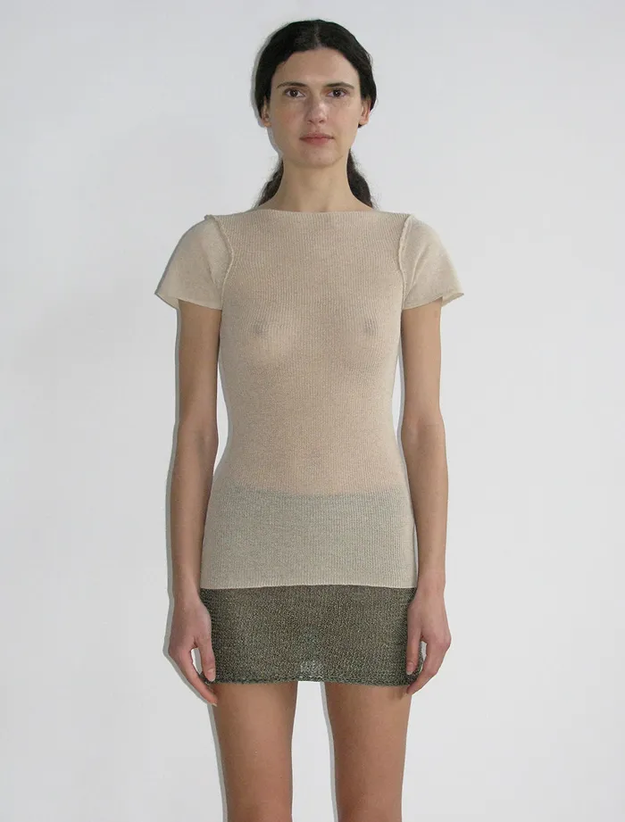 Paloma Wool LOPEMixed Knit Slightly Sheer Top Women Tops