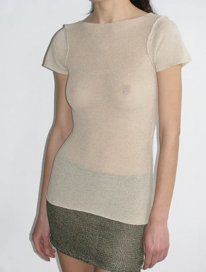 Paloma Wool LOPEMixed Knit Slightly Sheer Top Women Tops