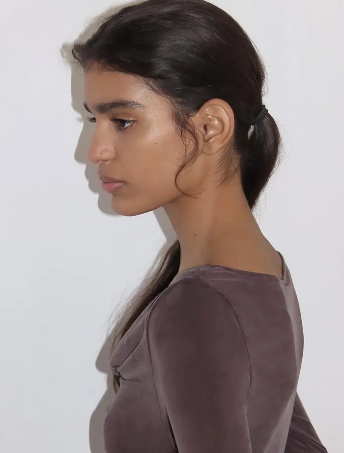 Paloma Wool LOTTOMahogany Asymmetric Longsleeved Cupro Top With Cuffs And Side Slit Women Cupro