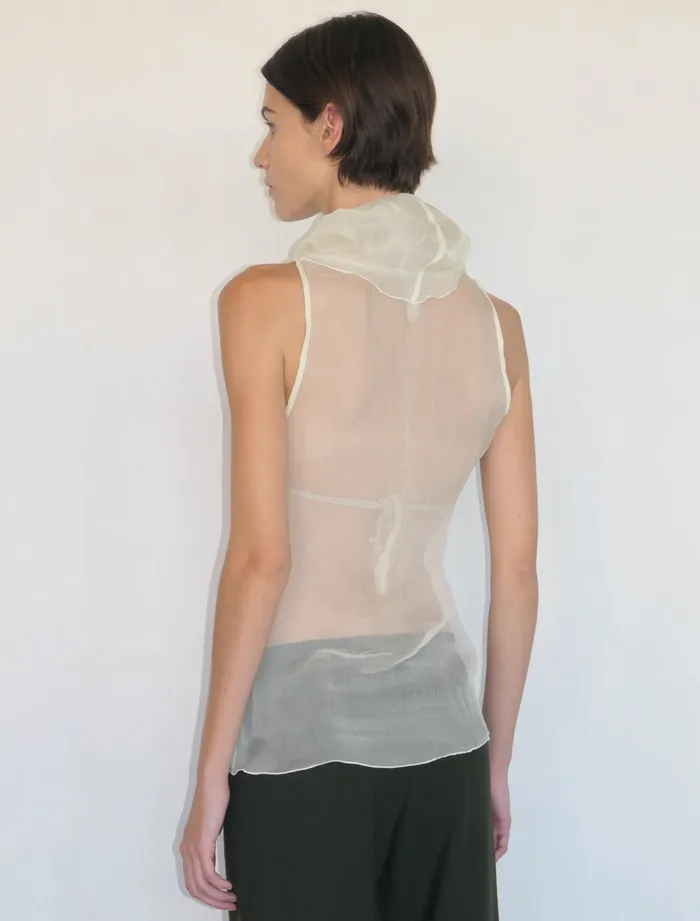 Paloma Wool MERLINEcru Delicate Sleeveless Silk Top With Draped High Neck Women Tops