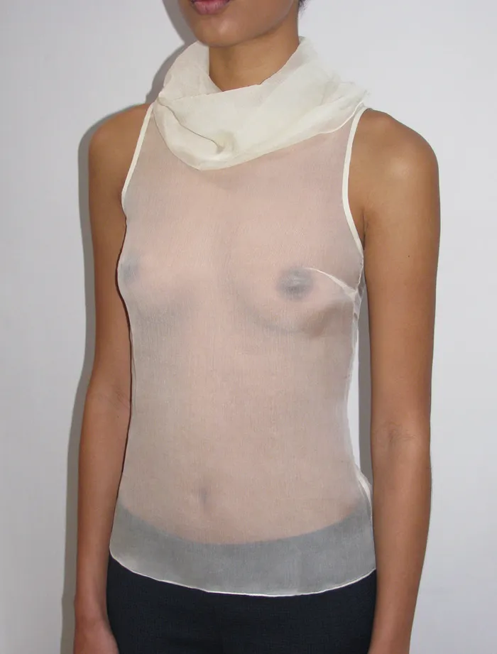 Paloma Wool MERLINEcru Delicate Sleeveless Silk Top With Draped High Neck Women Tops