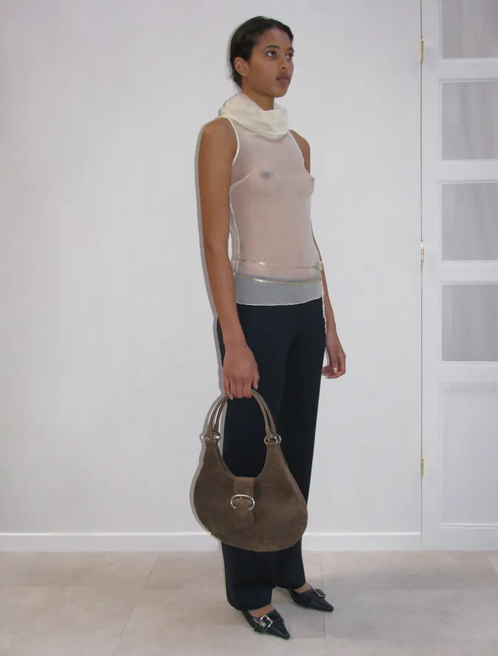 Paloma Wool MERLINEcru Delicate Sleeveless Silk Top With Draped High Neck Women Tops