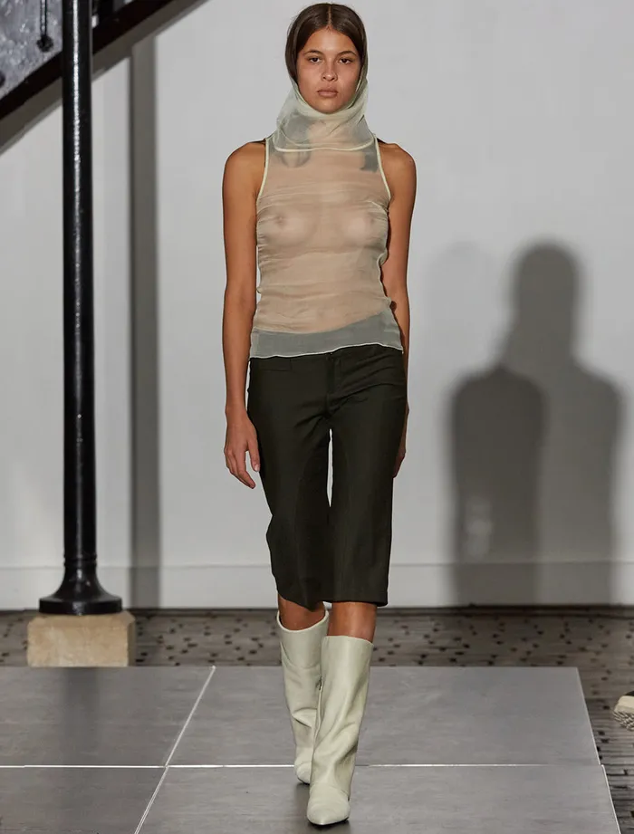 Paloma Wool MERLINEcru Delicate Sleeveless Silk Top With Draped High Neck Women Tops