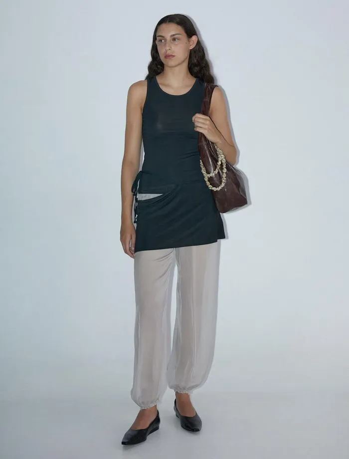 Paloma Wool MESTRacerback Top With A Peplum Piece That Ties With A Cotton Ribbon At The Waist Women Tops