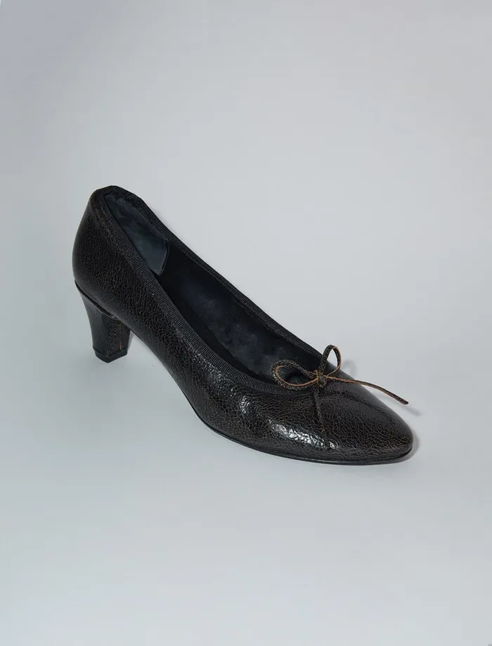 Paloma Wool PETRABlack Leather Pump With Bow And A 45cm Heel Women Shoes