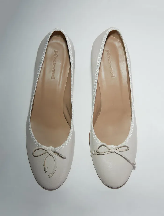 Paloma Wool PETRAEcru Leather Pump With Bow And A 45cm Heel Women Shoes