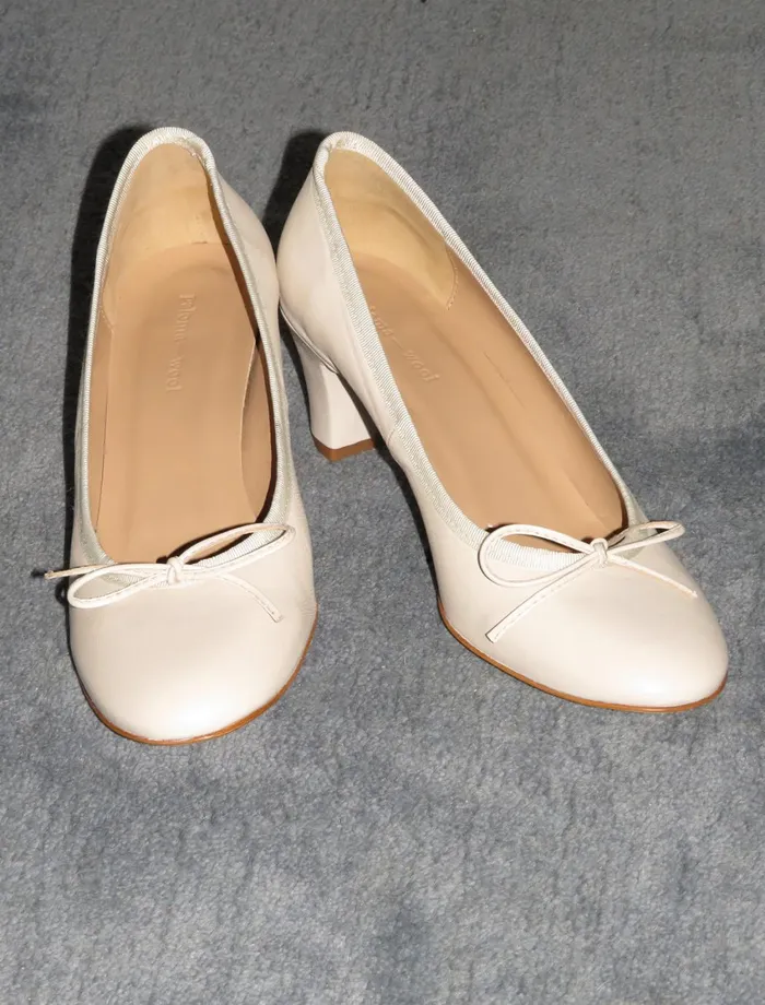 Paloma Wool PETRAEcru Leather Pump With Bow And A 45cm Heel Women Shoes