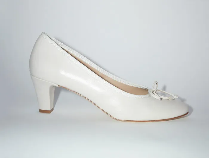 Paloma Wool PETRAEcru Leather Pump With Bow And A 45cm Heel Women Shoes