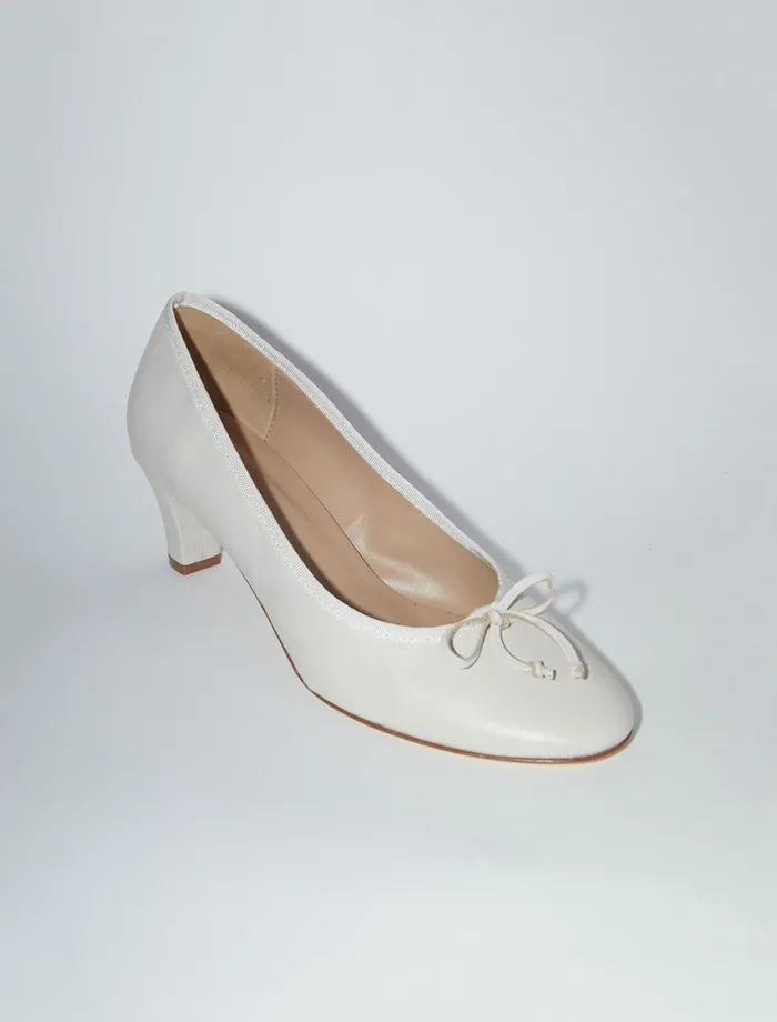 Paloma Wool PETRAEcru Leather Pump With Bow And A 45cm Heel Women Shoes
