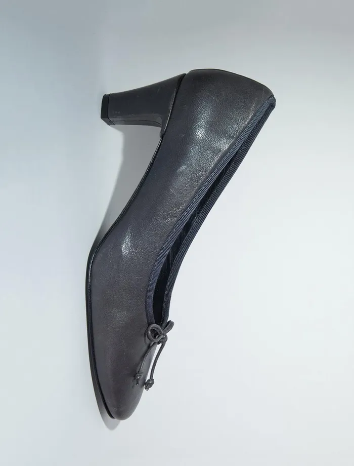 Paloma Wool PETRAGrey Leather Pump With Bow And A 45cm Heel Women Shoes