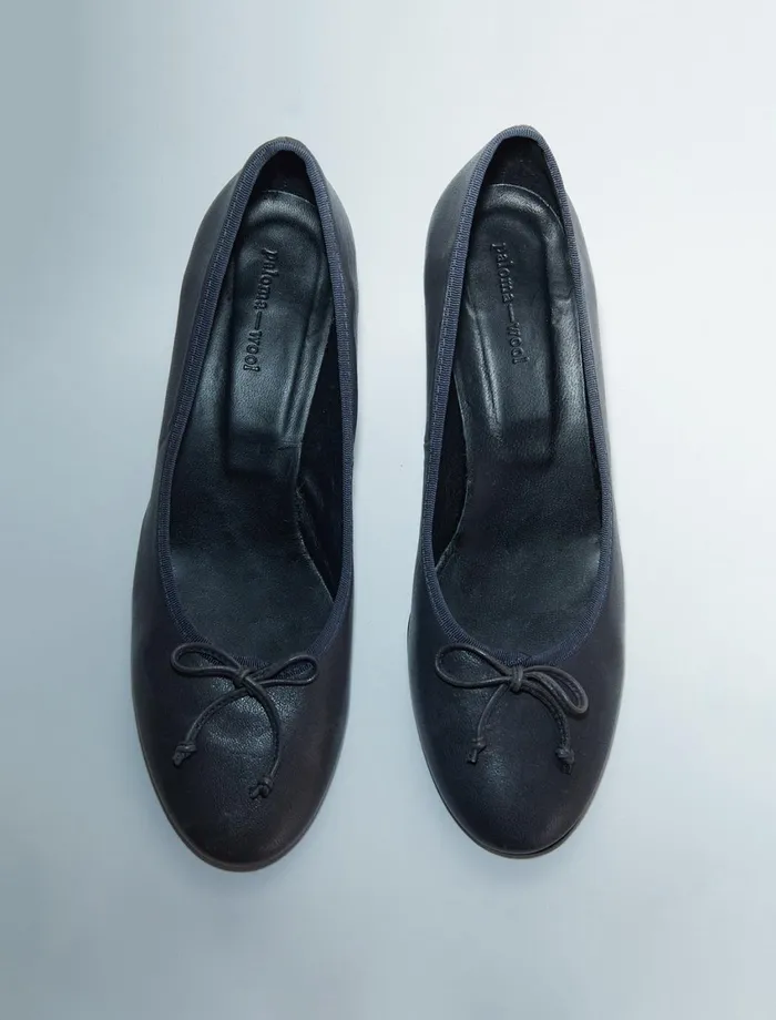 Paloma Wool PETRAGrey Leather Pump With Bow And A 45cm Heel Women Shoes