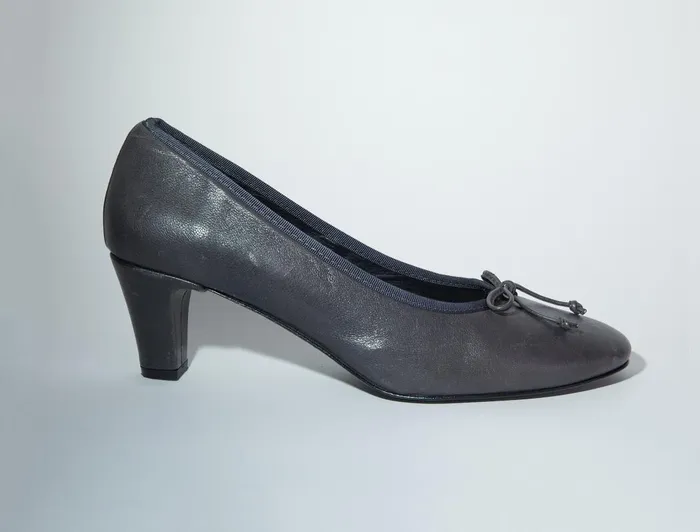 Paloma Wool PETRAGrey Leather Pump With Bow And A 45cm Heel Women Shoes