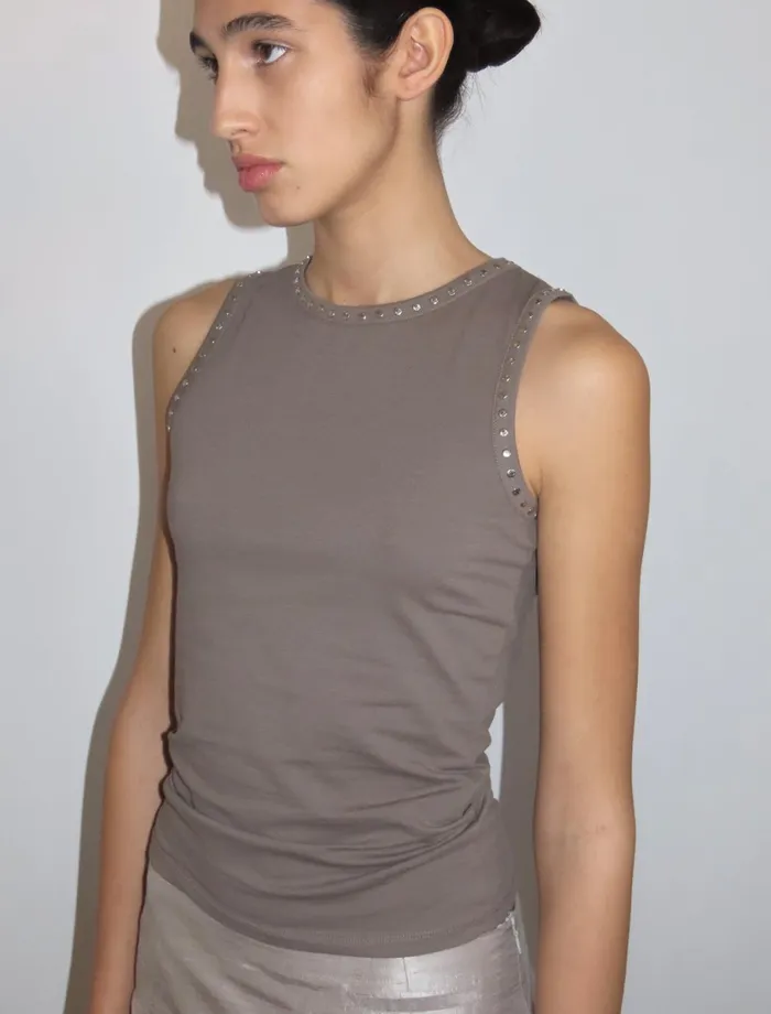 Paloma Wool SABRINASleeveless Tshirt With Tintack Detail Women Tops