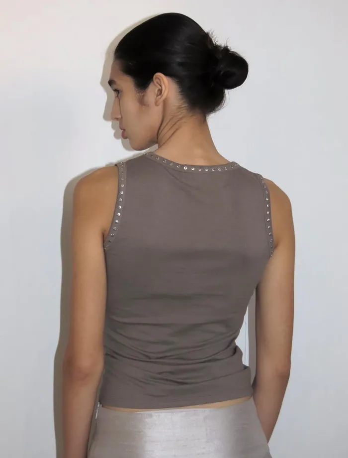 Paloma Wool SABRINASleeveless Tshirt With Tintack Detail Women Tops