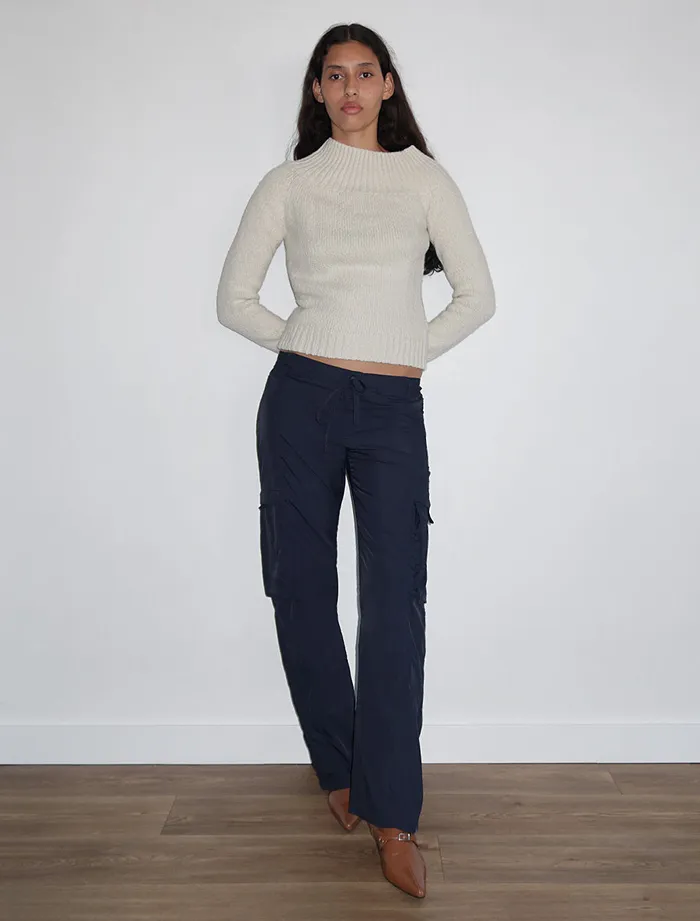 Paloma Wool SESENavy Recycled Nylon Cargo Pants With Waist Tie Women Bottoms