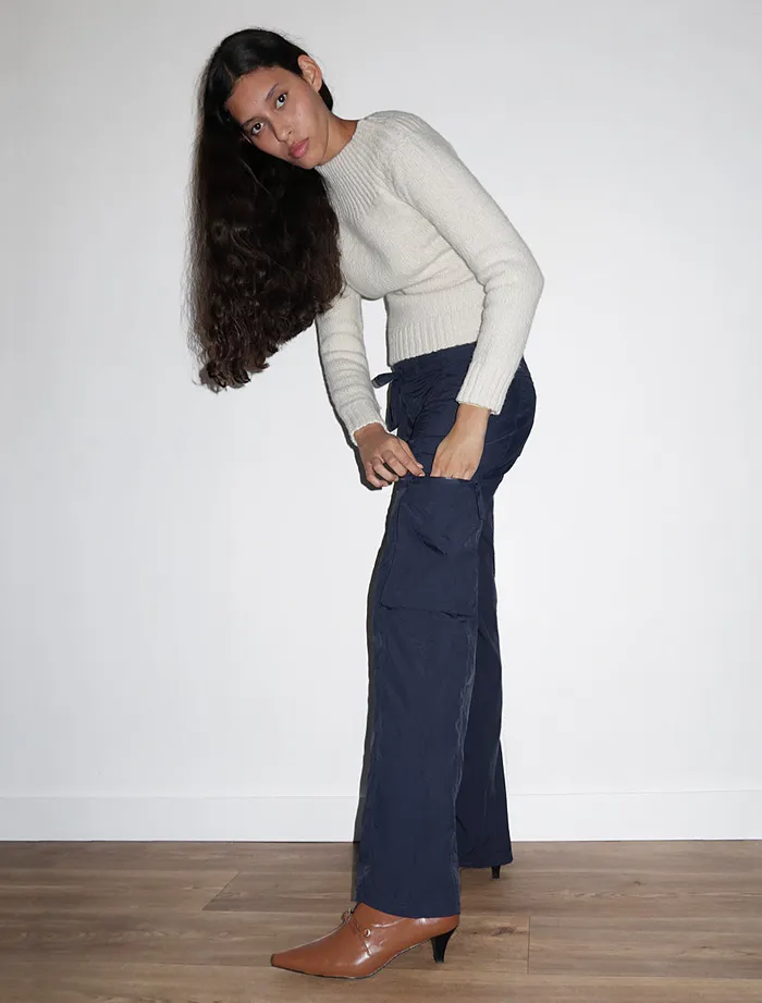 Paloma Wool SESENavy Recycled Nylon Cargo Pants With Waist Tie Women Bottoms