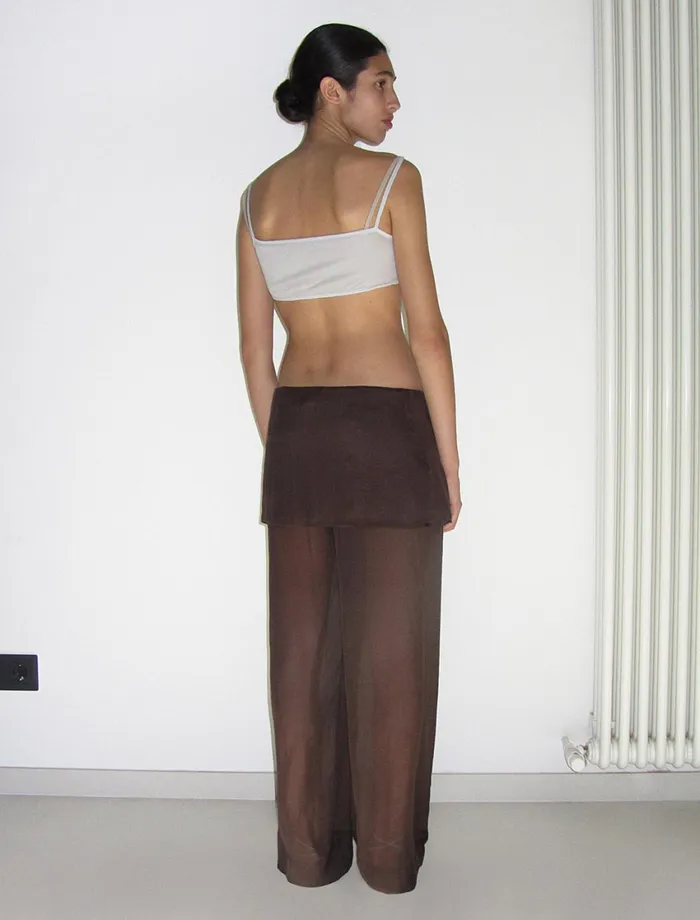 Paloma Wool SILK ARCHIVEBrown Delicate Sheer Silk Loosefitting Pants With Adjustable Cord Women Bottoms