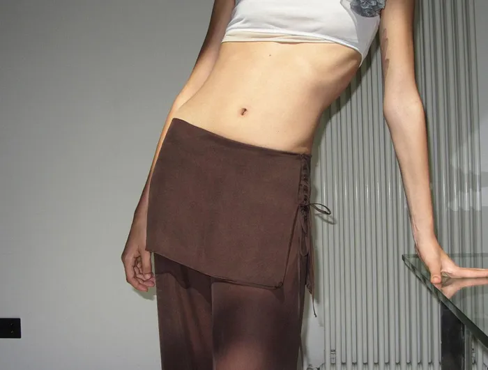 Paloma Wool SILK ARCHIVEBrown Delicate Sheer Silk Loosefitting Pants With Adjustable Cord Women Bottoms