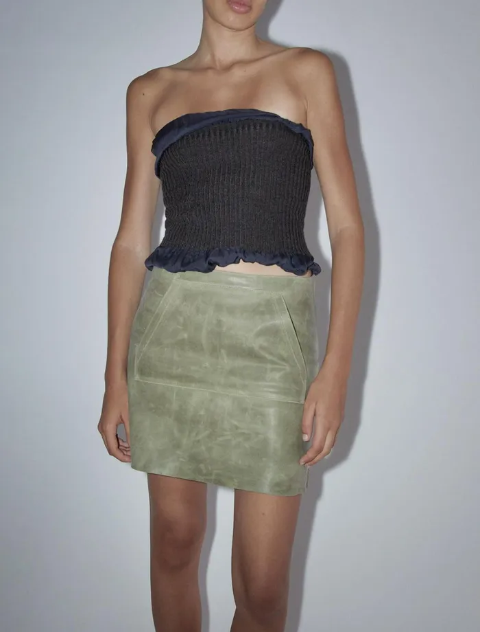 Paloma Wool STACKSSoft Leather Mini Skirt With Front Pocket Women Bottoms
