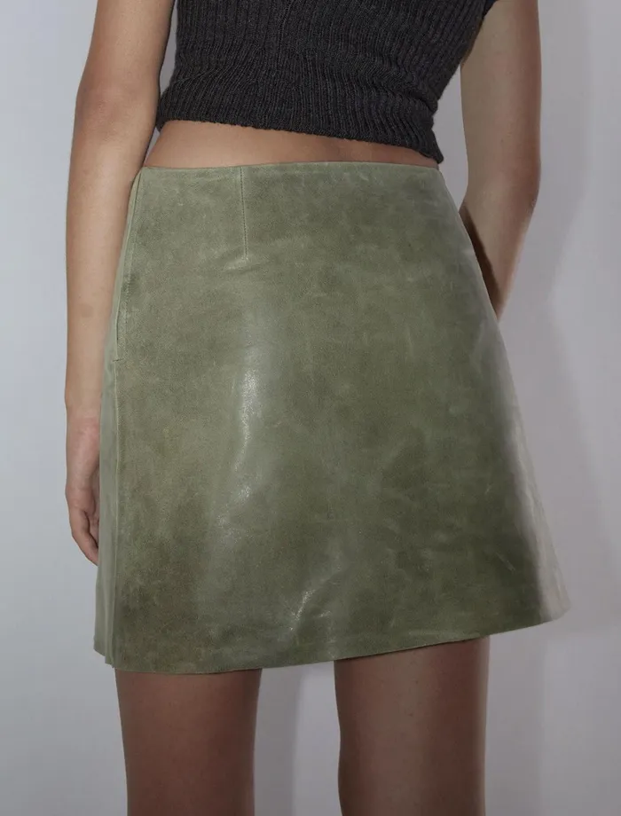 Paloma Wool STACKSSoft Leather Mini Skirt With Front Pocket Women Bottoms