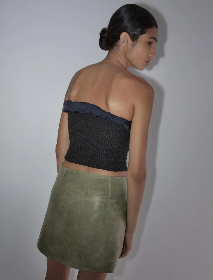 Paloma Wool STACKSSoft Leather Mini Skirt With Front Pocket Women Bottoms